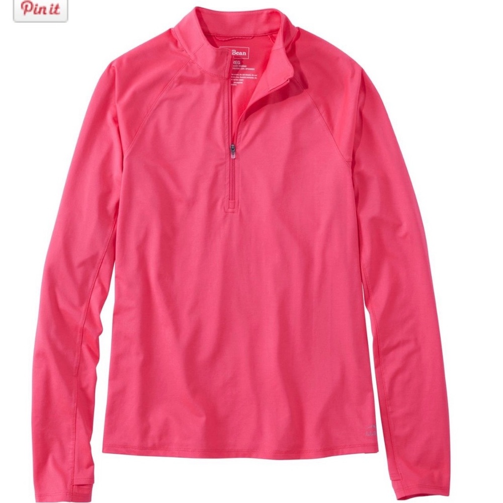 Women's LL Bean Access Trail Pullover,Long-Sleeve Quarter-Zip-1X NWT Ruby Coral
